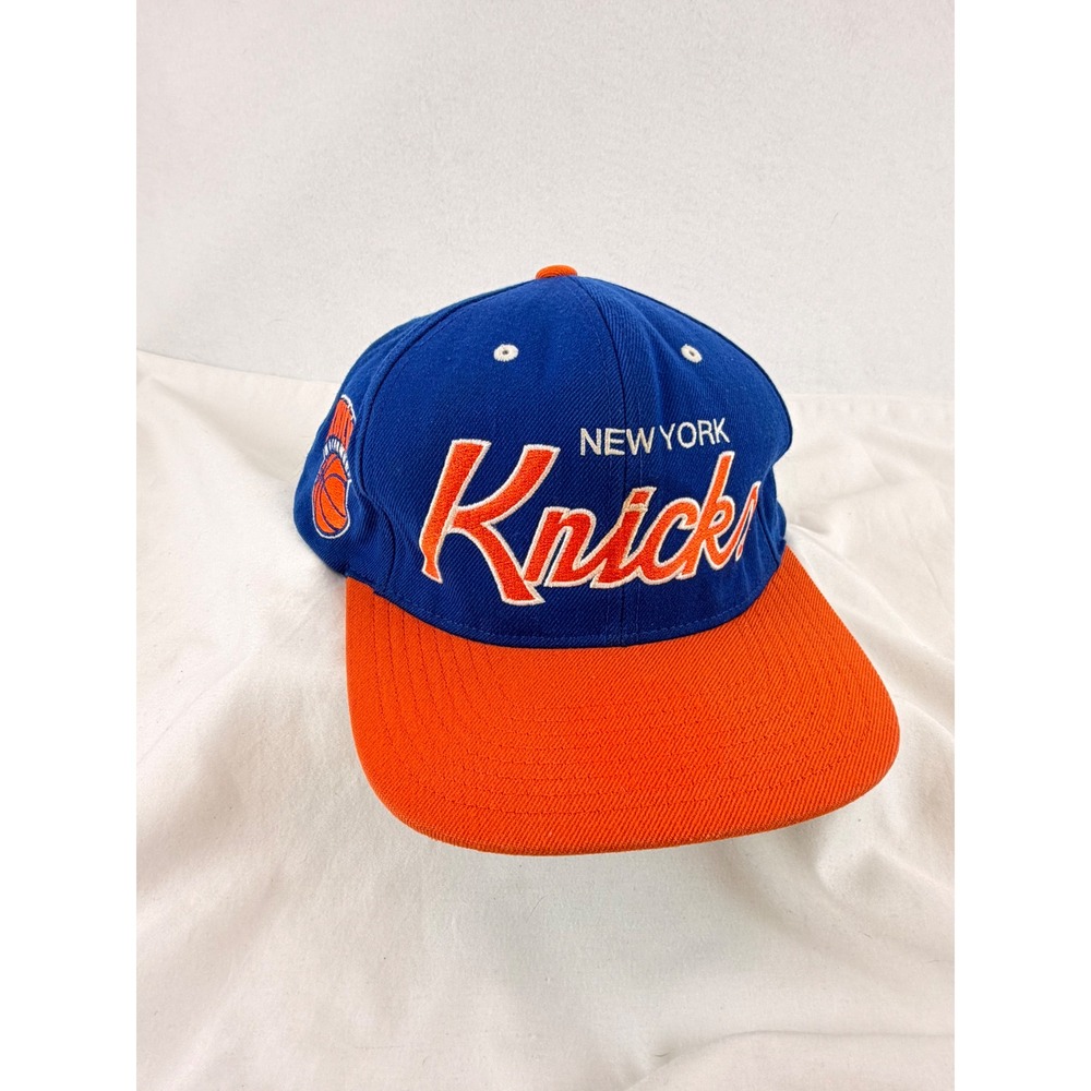 Mitchell & Ness New York Knicks Snapback Hat Blue Orange Hardwood Classics Wool